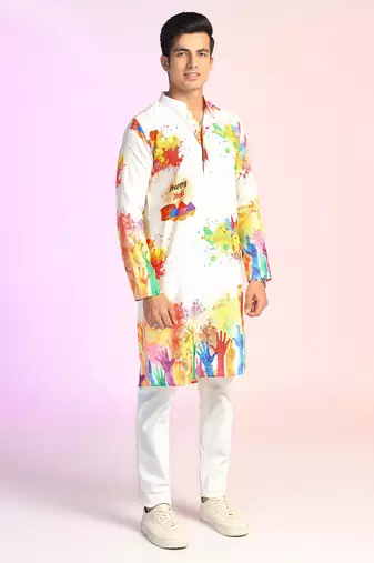 Men colorful splash holi kurta