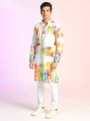 Men colorful splash holi kurta 3