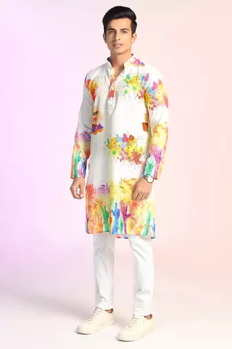 Men colorful splash holi kurta