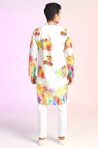 Men colorful splash holi kurta