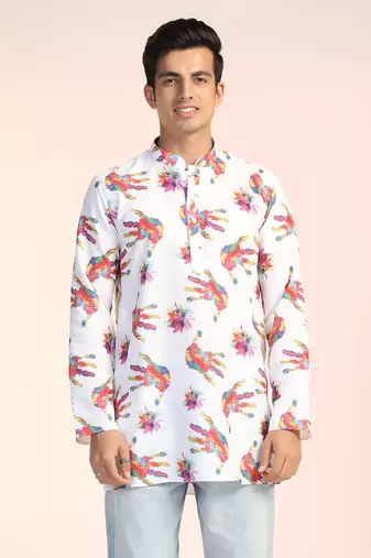 Men color splash holi kurta
