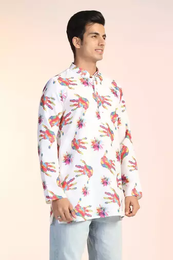 Men color splash holi kurta