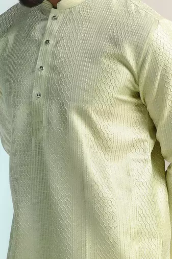 Men green embroidery kurta pyjama set