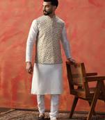 Men multicolor printed kurta jacket churidar set