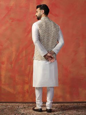 Men multicolor printed kurta jacket churidar set 5