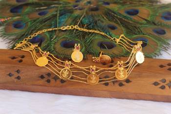 Gold plated coin choker necklace set 1
