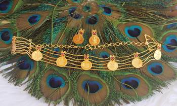 Gold plated coin choker necklace set 3