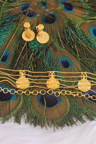 Gold plated coin choker necklace set