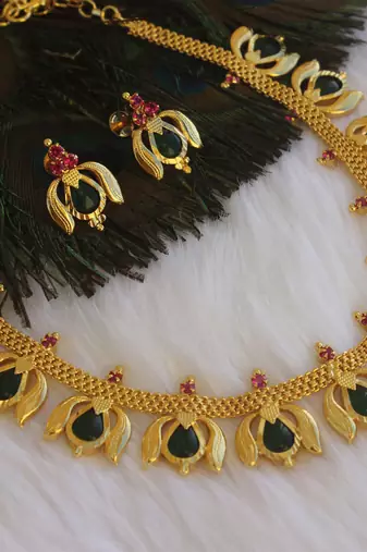 Kerala style palakka choker necklace set
