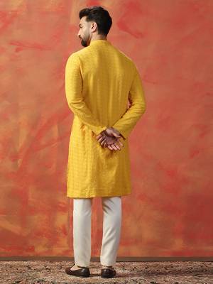Men yellow sequence kurta 4
