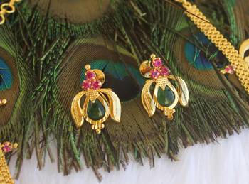 Kerala style palakka choker necklace set 4