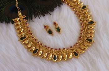Nagapadam kerala style palakka choker necklace set 3
