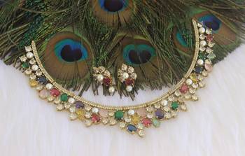 Victorian multi color stone choker necklace set 1