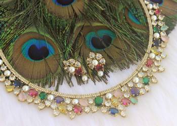 Victorian multi color stone choker necklace set 3