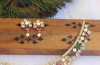 Victorian multi color stone choker necklace set 4