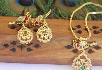 Matte finish peacock necklace set 3