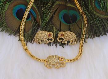 Matte finish elephant choker necklace set 1