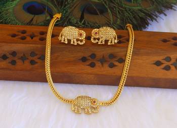 Matte finish elephant choker necklace set 2