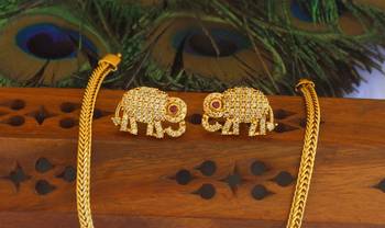 Matte finish elephant choker necklace set 3