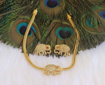 Matte finish elephant choker necklace set 4
