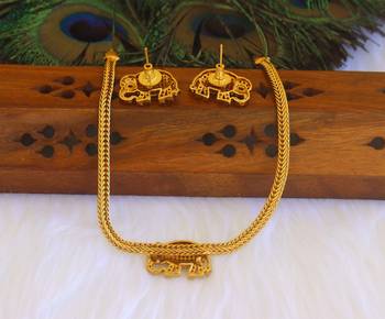 Matte finish elephant choker necklace set 5