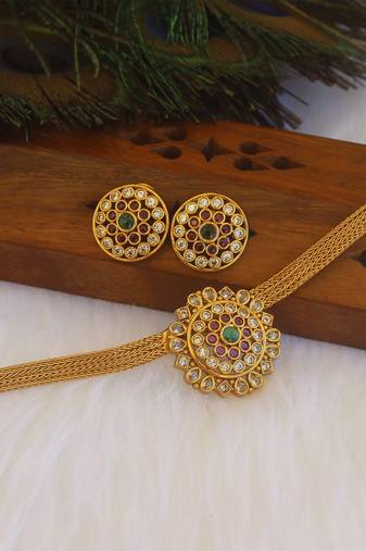 Matte finish traditional choker necklace set