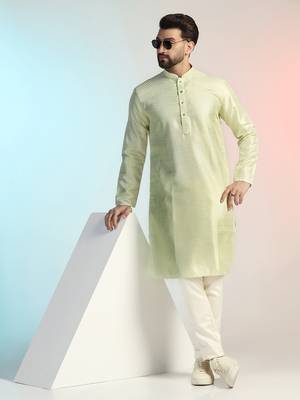Men green embroidery kurta 1