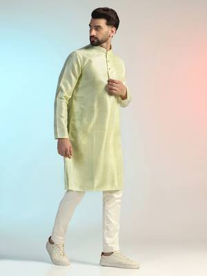 Men green embroidery kurta 2