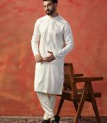 Men white embroidery kurta