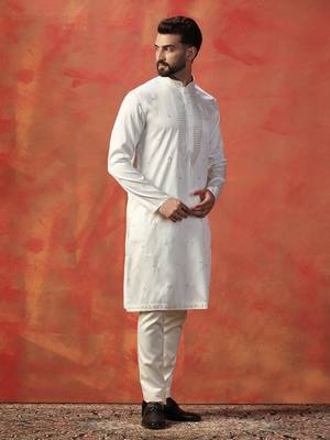 Men white embroidery kurta 2