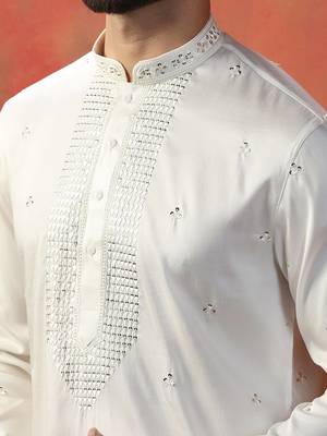 Men white embroidery kurta 5