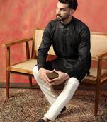Men black embroidery kurta