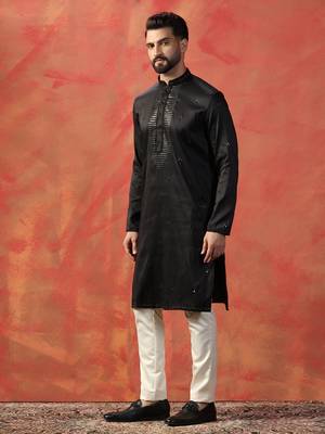 Men black embroidery kurta 3
