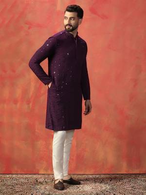 Men purple sequence kurta 2