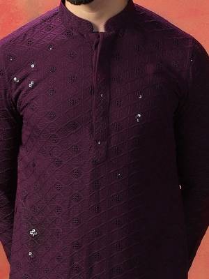 Men purple sequence kurta 5