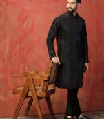 Men black bangalore silk kurta