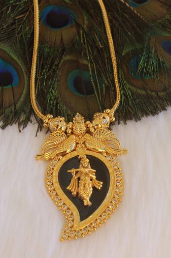 Mango shape krishna palakka necklace