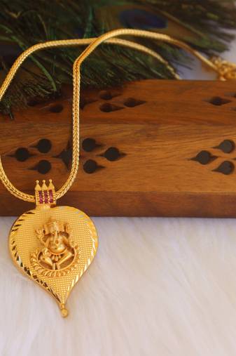 Kerala style gold plated ganesha necklace