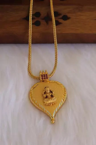 Kerala style gold plated lakshmi necklace