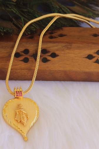 Kerala style gold plated krishna necklace