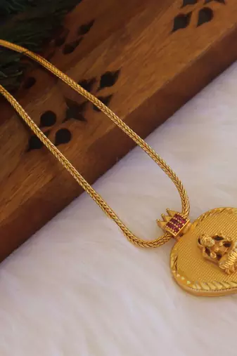 Kerala style gold plated lakshmi necklace