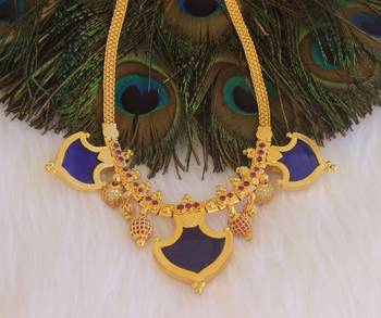 Red and white stone kerala palakka necklace 1