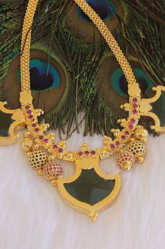 Multi color kerala style palakka necklace