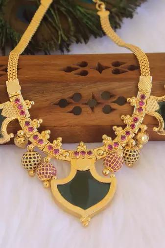 Multi color kerala style palakka necklace