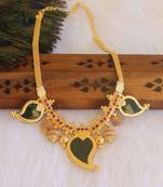 Mango shape red stone kerala style palakka necklace