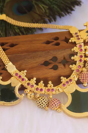 Multi color kerala style palakka necklace