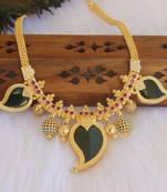 Mango shape green stone kerala style palakka necklace