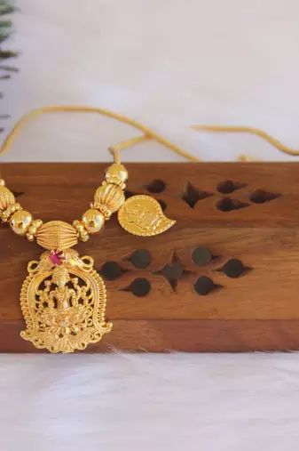 Gold plated temple lakshmi necklace