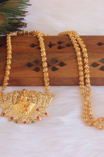 Micro gold plated lakshmi stone necklace
