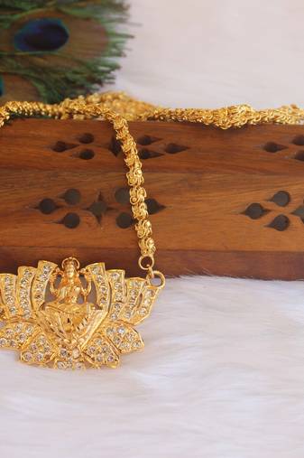 Micro gold plated lakshmi stone necklace